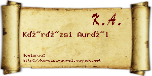 Körözsi Aurél névjegykártya